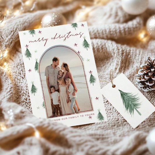 ゴールドのクリスマスツリーと星のフェスティブなクリスマスカード 招待状