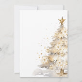 ゴールドのクリスマスツリーのクリスマスディナーパーティー 招待状 (裏面)