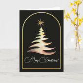 ゴールドのクリスマスツリーのグリーティングカード カード (黄色い花)