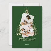 ゴールドのクリスマスツリーの2枚の写真入り2023年ホリデーカード シーズンカード (裏面)