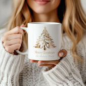 ゴールドのクリスマスツリーマグ | お名前入り コーヒーマグカップ