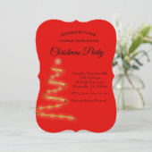 ゴールドのクリスマスツリー星 招待状 (スタンド正面)