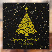 ゴールドのクリスマスツリー(ブラック背景) ウィンドウサイン (シート2)