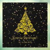 ゴールドのクリスマスツリー（ブラック背景） - シーズン グリーティング ウィンドウサイン (シート3)