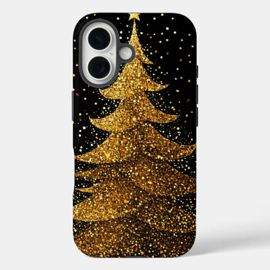 ゴールドのクリスマスツリー 高級感のあるお祭りデザイン Case-Mate iPhoneケース (裏面)
