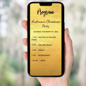 ゴールドのクリスマスパーティープログラム夕食メニューカード 招待状