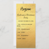 ゴールドのクリスマスパーティープログラム夕食メニューカード 招待状 (正面)