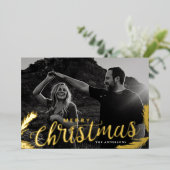 ゴールドのクリスマスフォト 箔シーズンカード (立ち正面)