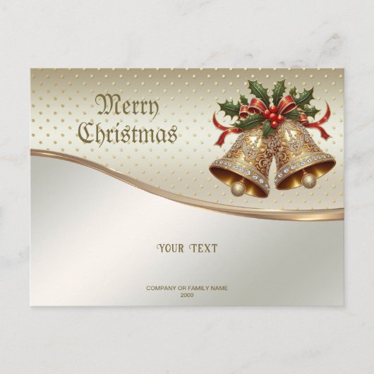 ゴールドのクリスマスベルはがき ポストカード (正面)