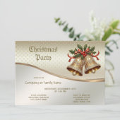 ゴールドのクリスマスベルパーティー招待状 招待状 (スタンド正面)