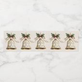 ゴールドのクリスマスベル シャイニースターズ グリーンの葉 ペットボトルラベル (シングルラベル)