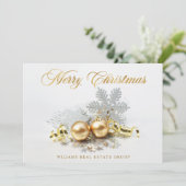 ゴールドのクリスマスボール オーナメント 法人向けグリーティング シーズンカード (スタンド正面)