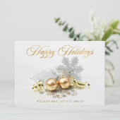 ゴールドのクリスマスボール オーナメント 法人向け年賀状 シーズンカード (スタンド正面)