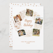 ゴールドのクリスマスリース フォトコラージュ シーズンカード (正面/裏面)