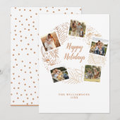 ゴールドのクリスマスリース フォト コラージュ シーズンカード (正面/裏面)