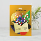 ゴールドのクリスマスレター サンタへのホリデーカード シーズンカード (スタンド正面)