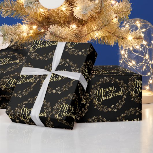 ゴールドのクリスマス包装紙 ラッピングペーパー (クリスマス)
