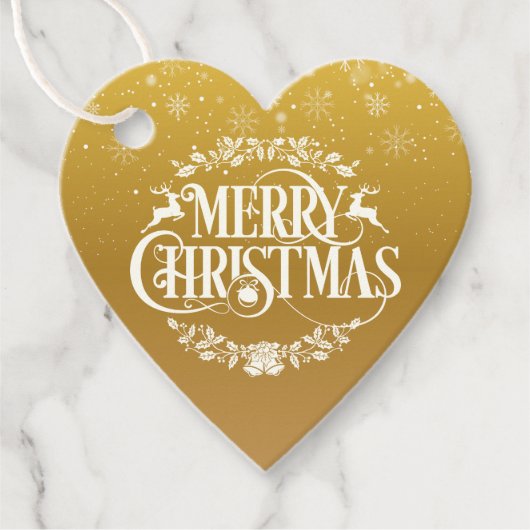 ゴールドのクリスマス+スノーフレークの名入れギフト フェイバータグ (正面)