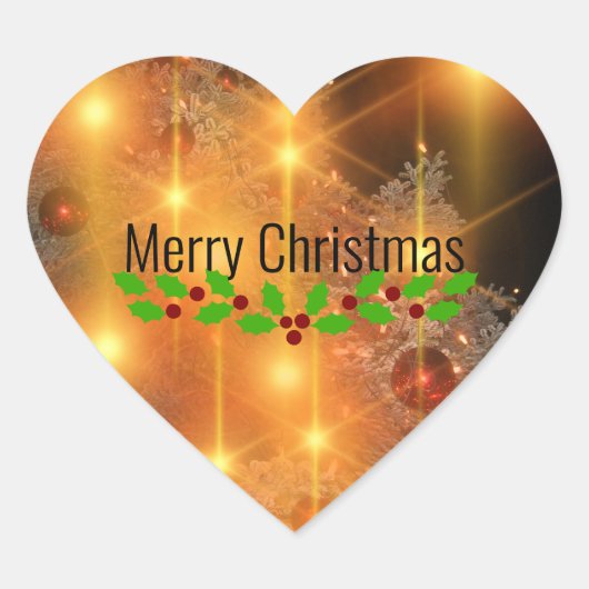 ゴールドのクリスマス ハートシール (正面)