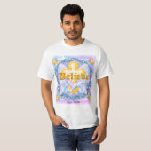 ゴールドのクロスが輝くビリーブ・クロス・Tシャツ Tシャツ (正面フル)