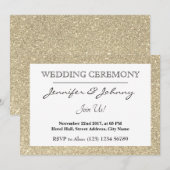 ゴールドのグリッターが煌くフレーム 招待状 (正面/裏面)