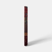 ゴールドのグリッター背景に赤い絵の具が垂れる iPhoneケース (左側面)