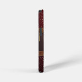 ゴールドのグリッター背景に赤い絵の具が垂れる iPhoneケース (右側面)