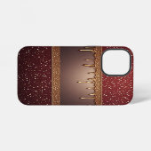 ゴールドのグリッター背景に赤い絵の具が垂れる iPhoneケース (裏面横)