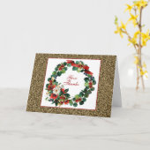 ゴールドのグリーティングカード 水彩の花輪 カード (黄色い花)