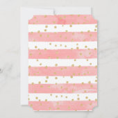 ゴールドのコンフェッティ付きピンクのブッシュストライプのウェディング セーブザデート (裏面)