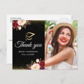 ゴールドのコンフェッティ卒業写真ありがとう ポストカード (正面/裏面)