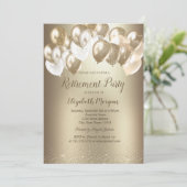 ゴールドのコンフェッティ風船 ゴールドのメタリックな退職  招待状 (スタンド正面)