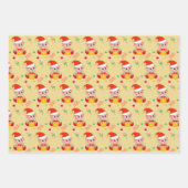 ゴールドのコンフェッティ、クリスマスエルフ、くるみ割り人形 ラッピングペーパーシート (正面2)