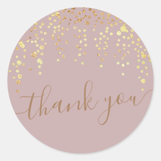 ゴールドのコンフェッティ グリッター ブッシュ サンクス ステッカー (正面)