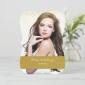 ゴールドのコンフェッティ バット ミッツヴァ インビテーション (スタンド正面)