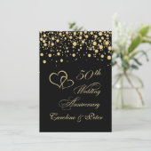 ゴールドのコンフェッティ 50周年結婚記念日招待 招待状 (スタンド正面)