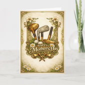 ゴールドのゴルフ アンティークイラスト 母の日 シーズンカード (正面)