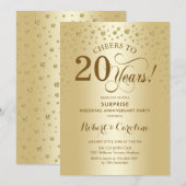 ゴールドのサプライズ20周年記念祝賀会 招待状 (正面/裏面)