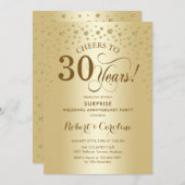 ゴールドのサプライズ30周年記念祝賀会 招待状 (正面/裏面)