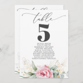 ゴールドのサボテン グリーン ピンクの花のテーブルナンバー 招待状 (正面/裏面)