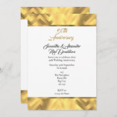 ゴールドのシェブロンボーダー 50周年結婚記念日 招待状 (正面/裏面)