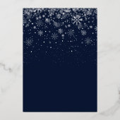 ゴールドのシャンパン泡と雪の結晶のクリスマスパーティー 箔シーズンカード (裏面)