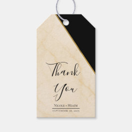 ゴールドのジオメトリーリュクスアイボリー＆ゴールドマーブルウェディング ギフトタグ