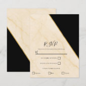 ゴールドのジオメトリ ラックス アイボリー & ゴールド マーブル RSVP 招待状 (正面/裏面)
