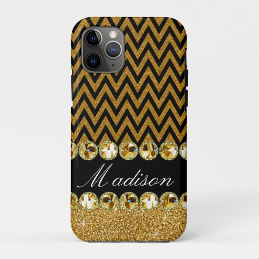 ゴールドのジグザグ輝きとジュエルが華やかなエレガントデザイン Case-Mate iPhoneケース (裏面)