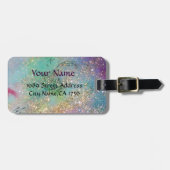 ゴールドのスパークルに輝くマジカルバタフライ ラゲッジタグ (正面横)