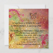 ゴールドのスパークル蝶 2 , 誕生日パーティー 1 招待状 (裏面)