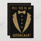 ゴールドのスーツ あなたは私の伴侶になってくれる? 招待状 (正面/裏面)