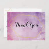 ゴールドのタイポグラフィー ピンクの水彩画 ありがとう ポストカード (正面/裏面)