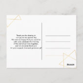 ゴールドのタイポグラフィー ピンクの水彩画 ありがとう ポストカード (裏面)